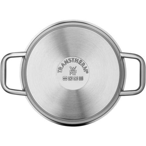 WMF Compact Cuisine 5-Piece Induction Pot Set with Glass Lid, Polished Cromargan Stainless Steel, Uncoated Pot Set, Scale Inside