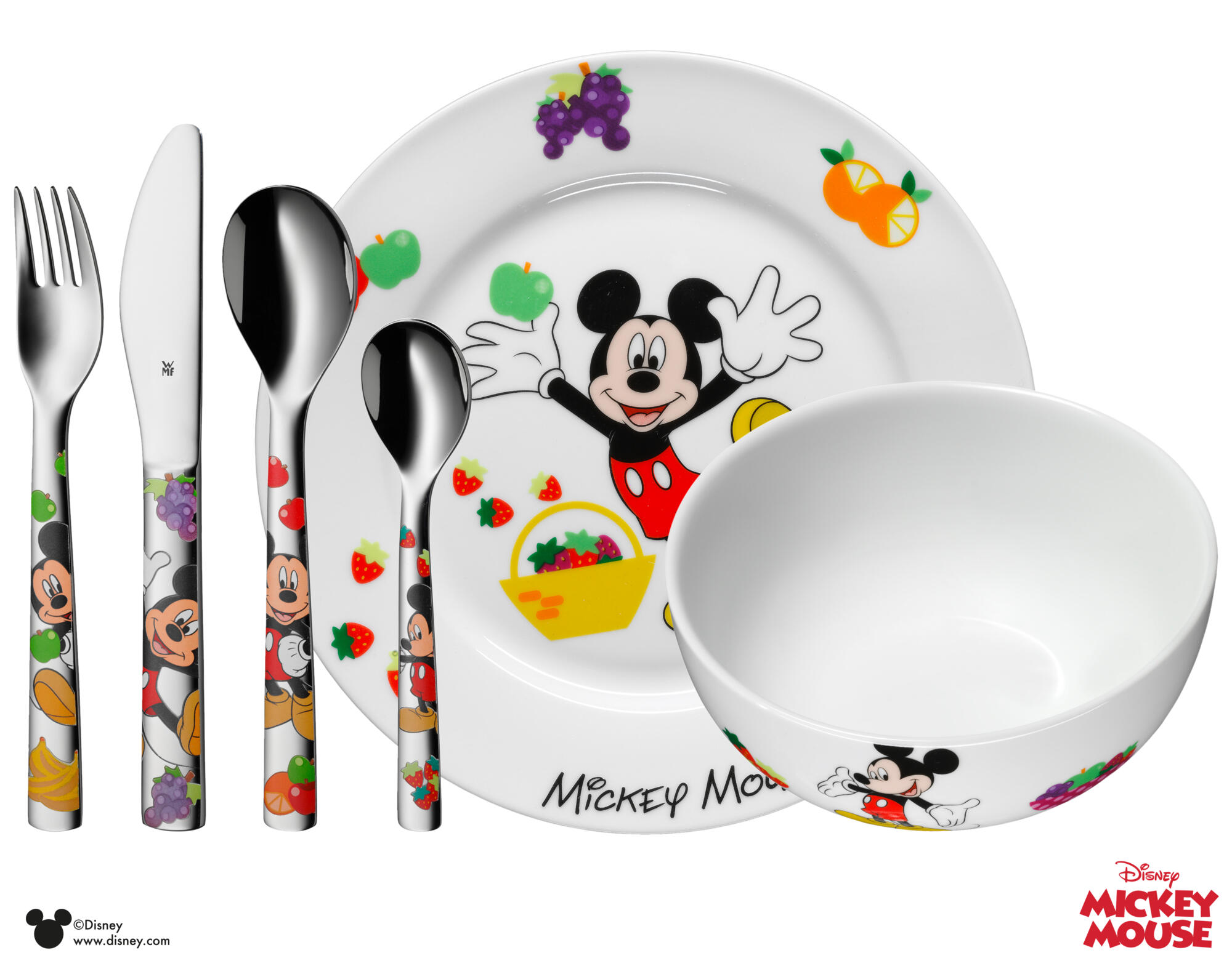 WMF Disney Mickey Mouse Set de 5 pièces Salière avec 4 cuillères en Acier Inoxydable Poli Cromargan Passe au Lave-Vaisselle 