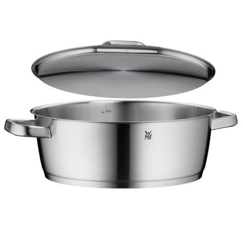 WMF Compact Cuisine 5-Piece Induction Pot Set with Glass Lid, Polished Cromargan Stainless Steel, Uncoated Pot Set, Scale Inside