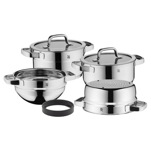Save space in cupboards with the stackable design